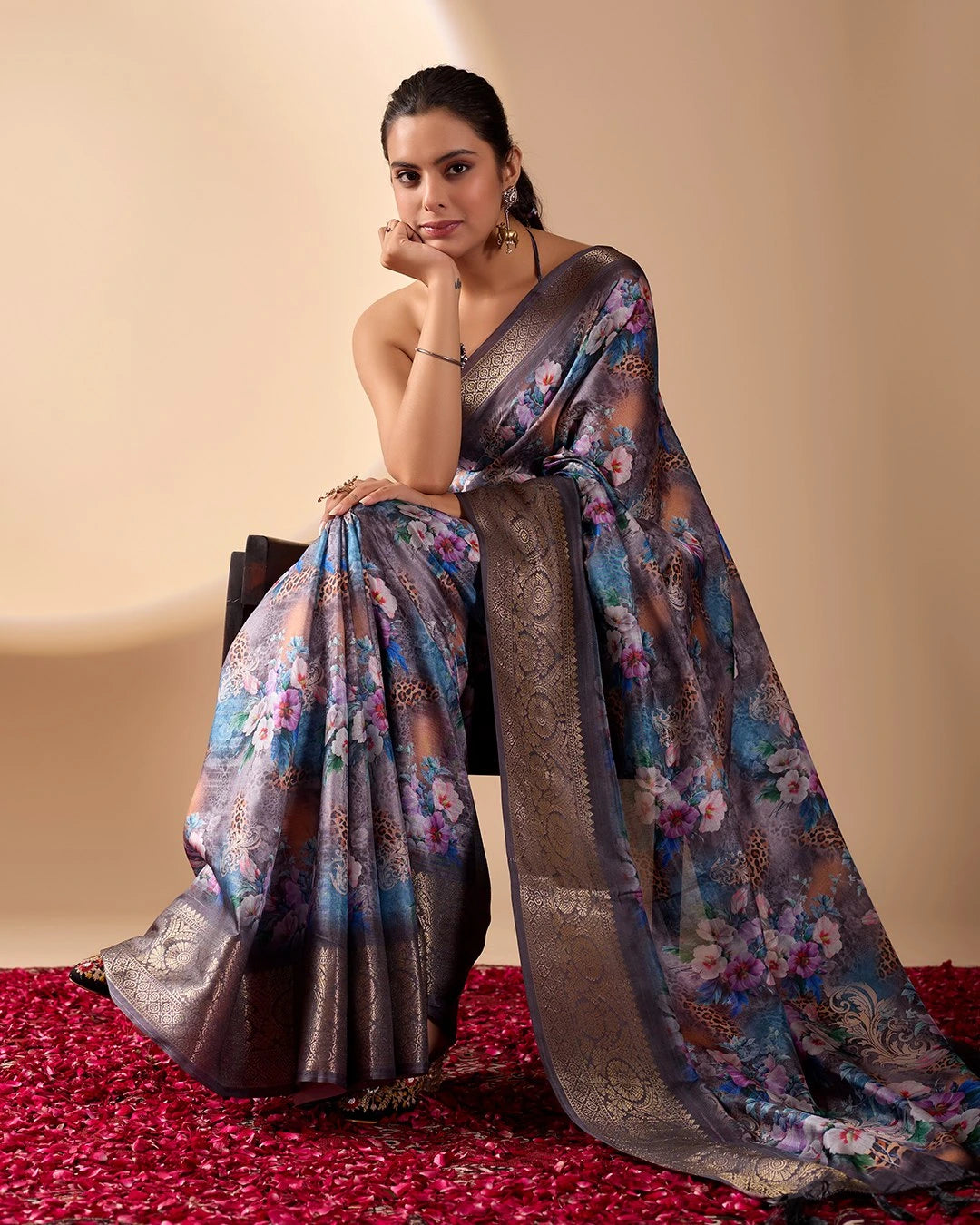 Padmawati Floral Lichi Silk Saree – Kalyanja